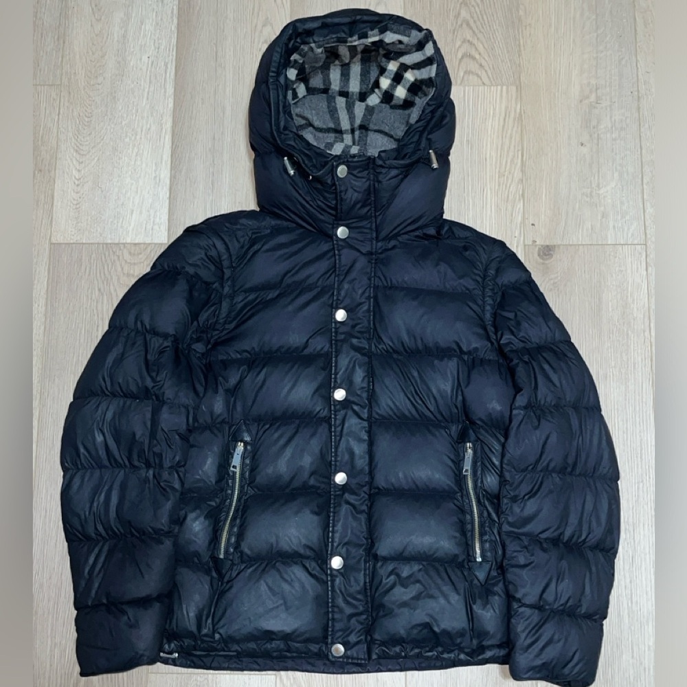 Burberry Down Fill Check Lined Black Customizable Puffer Jacket